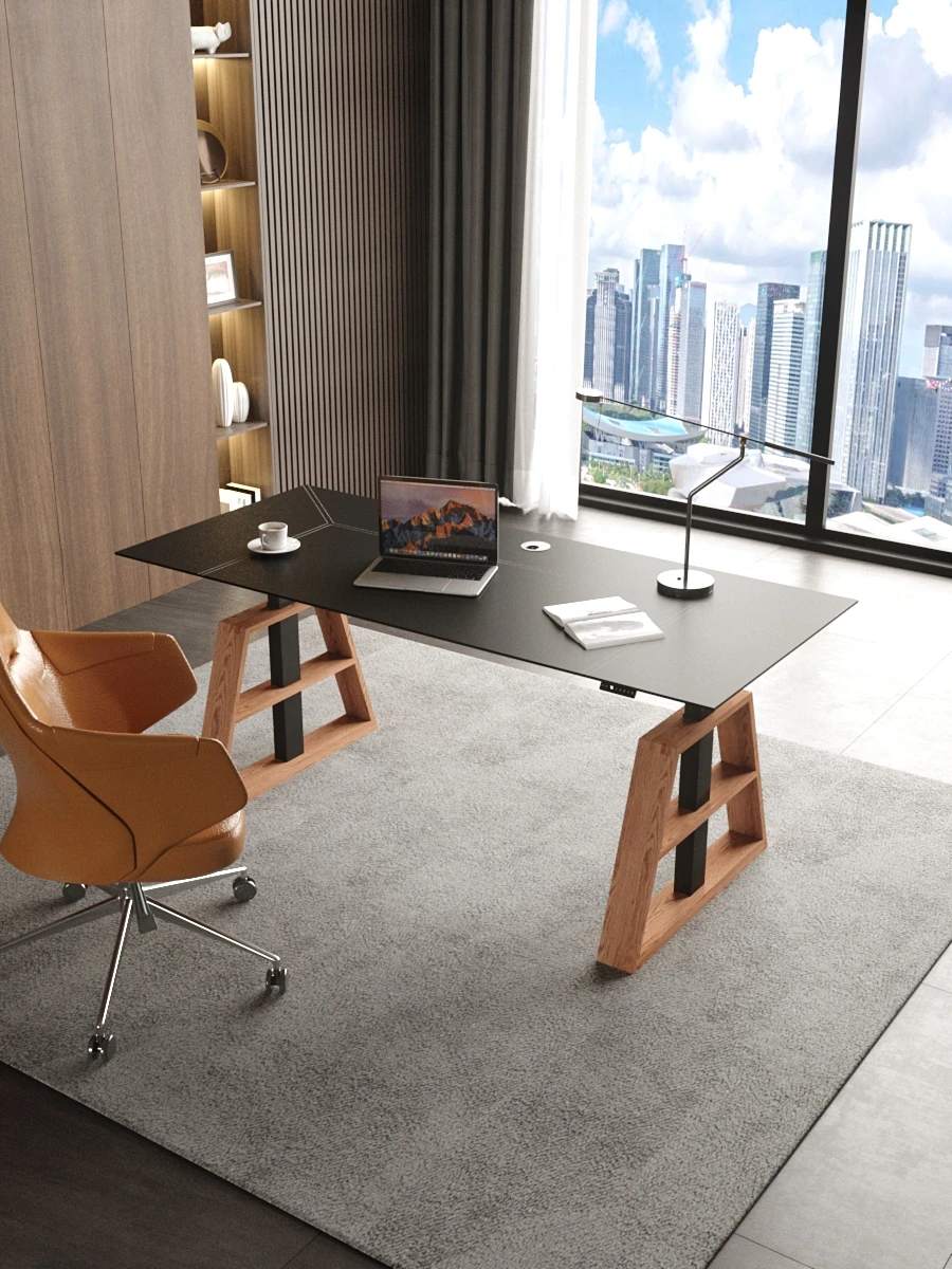 2023 Dynamic Modern Office A Shape Standing Table Wooden Leg Height Adjustable Desk