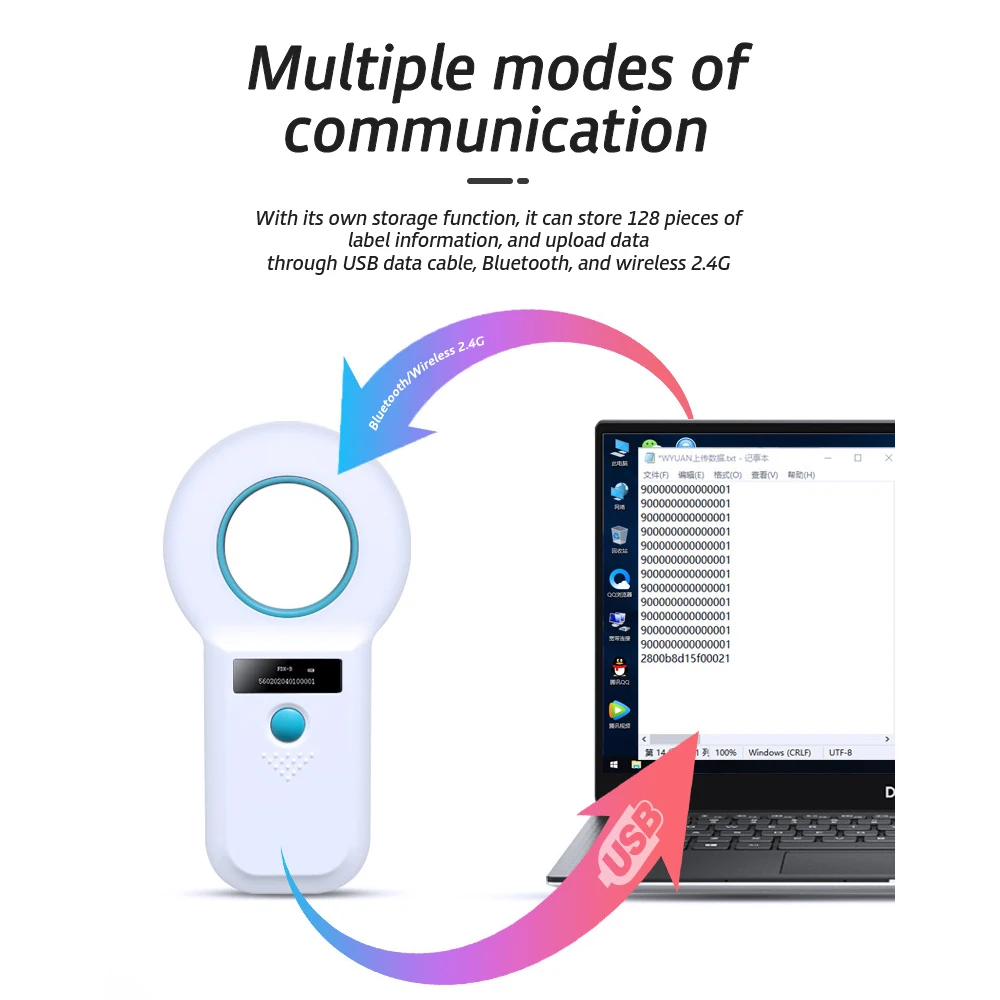 Handheld RFID Animal Chip Reader For Pet 134.2 khz Animal Microchip Scanner For Dog Cat Fish