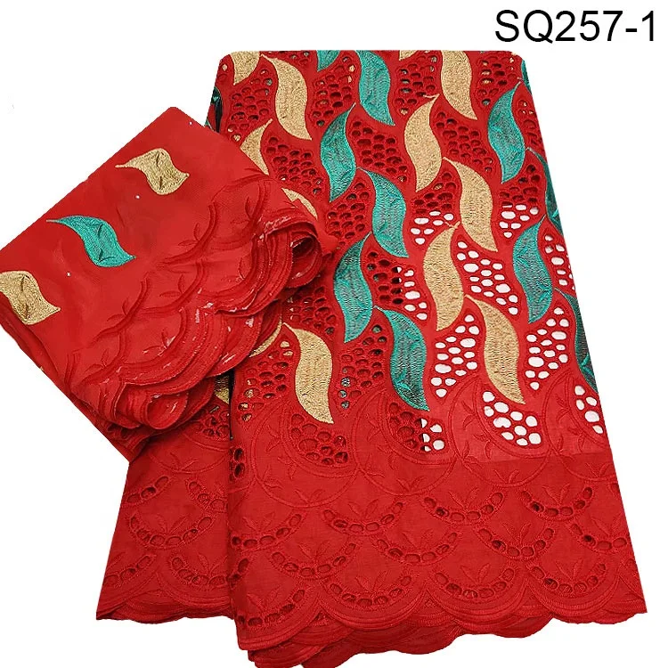 AF swiss lace + silk lace set fabric american 100% Cotton Material and Combed Yarn Type garment swiss handcut lace fabric