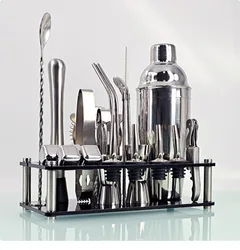 High Quality 304 Stainless Steel Bar Tools Bartender Kit Wine Accessory Luxury New Ice Acrylic Cocktail Shaker 23-pieces Set