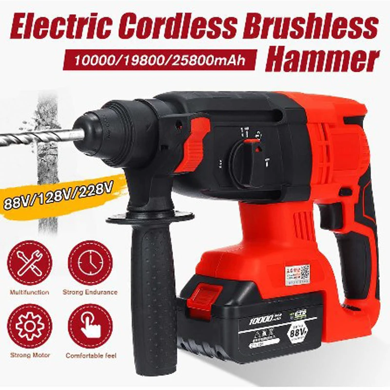 Hot Sale Rotary Cordless Hammer Drill Model MQ0104 Functions 26mm Max Black Accessories Blue OEM Customized Box Power Packing