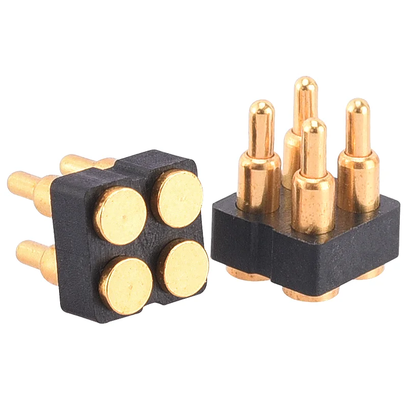 4Pin Double Row Customize Length 4 Pin Pitch 2.54mm 5V2A 12V 2A Gold Plated Smt Pogopin Connector