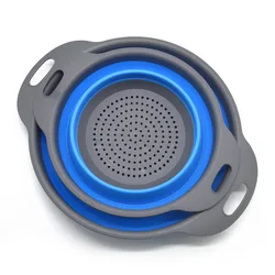 Collapsible Colander, Set of 2 Food Colander for Draining Fruits and Vegetables Silicone Kitchen Folding Water Strainer Basket