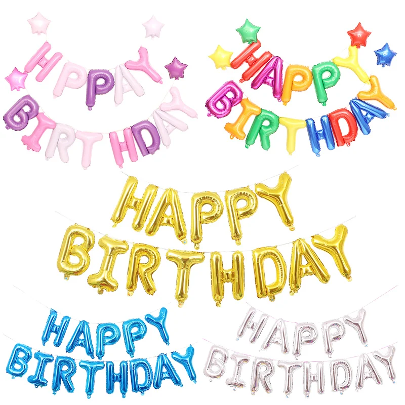 Cheapest 16 Inch Colorful Foil Balloon Party Decoration Multicolor Letter Pastel Balloons Happy Birthday Balloons