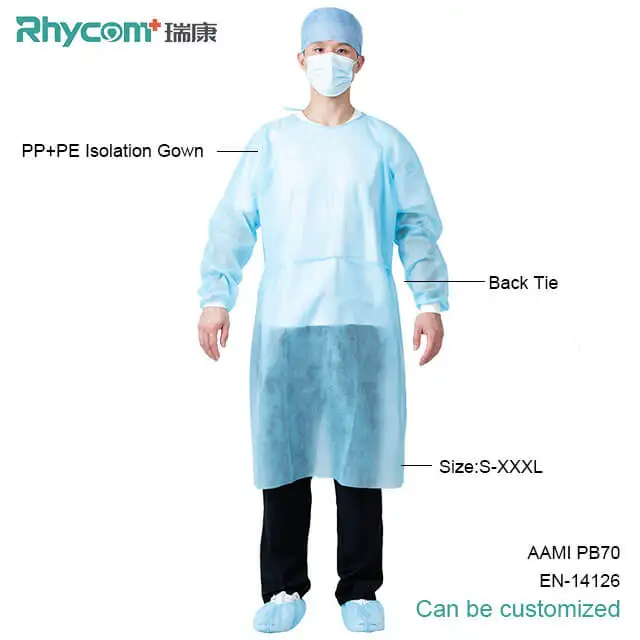 
Rhycom Disposable Medical Non Woven Clothing Gown Isolation Protective Isolation Gowns Level 1 2 3 4 