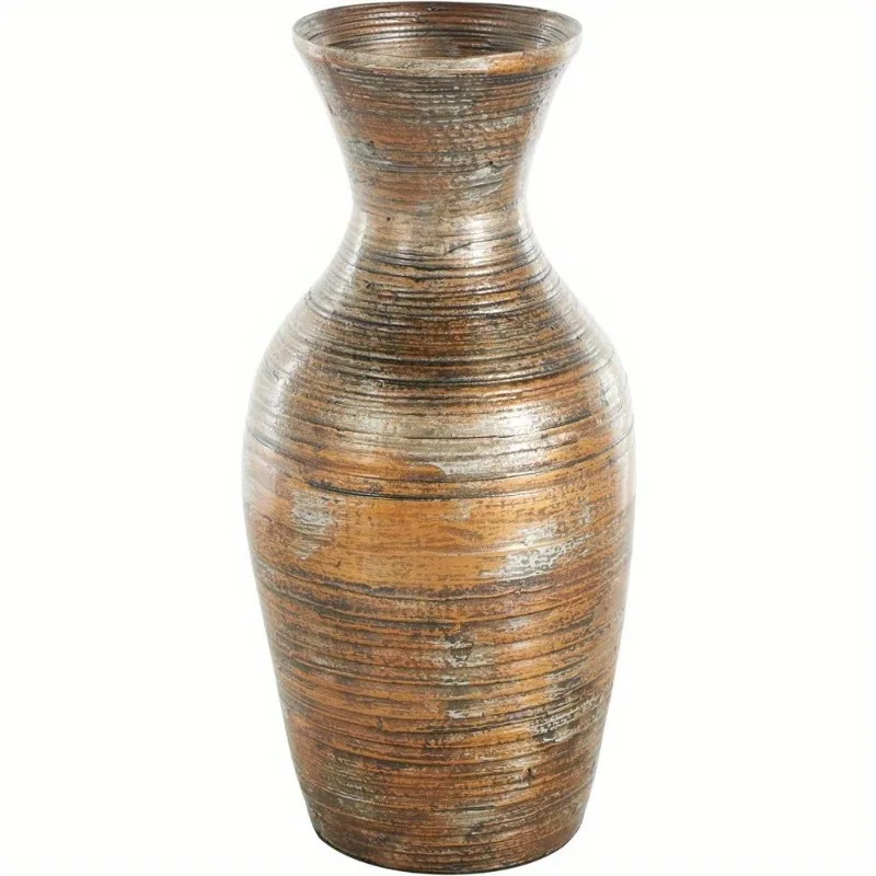 Promotional Bamboo Wood Decorative Vase Antique Inspired Pot Centerpiece Home Decor Gifts