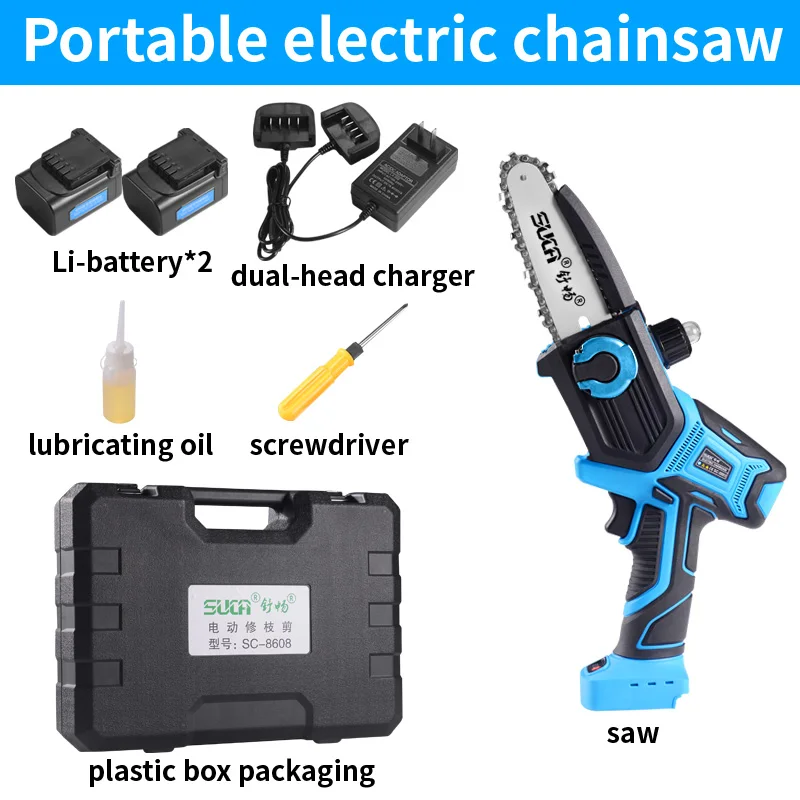 SUCA Electric Chainsaw Battery Powered Pruning Pole Saw Mini Cordless Chain Saw