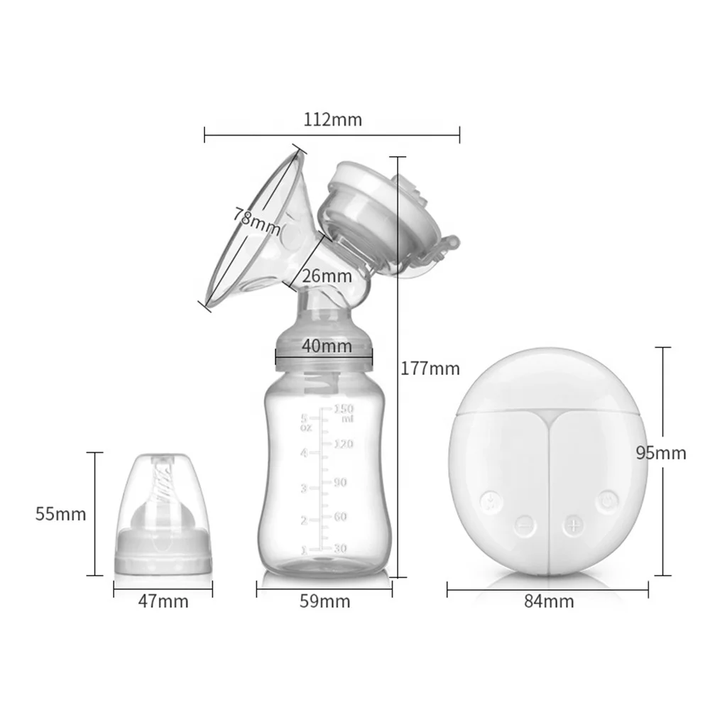 Cute Gently Silicone Suction Breast Pump  with Milk Bottle Tube Connector 150ml Portable Breast Pump