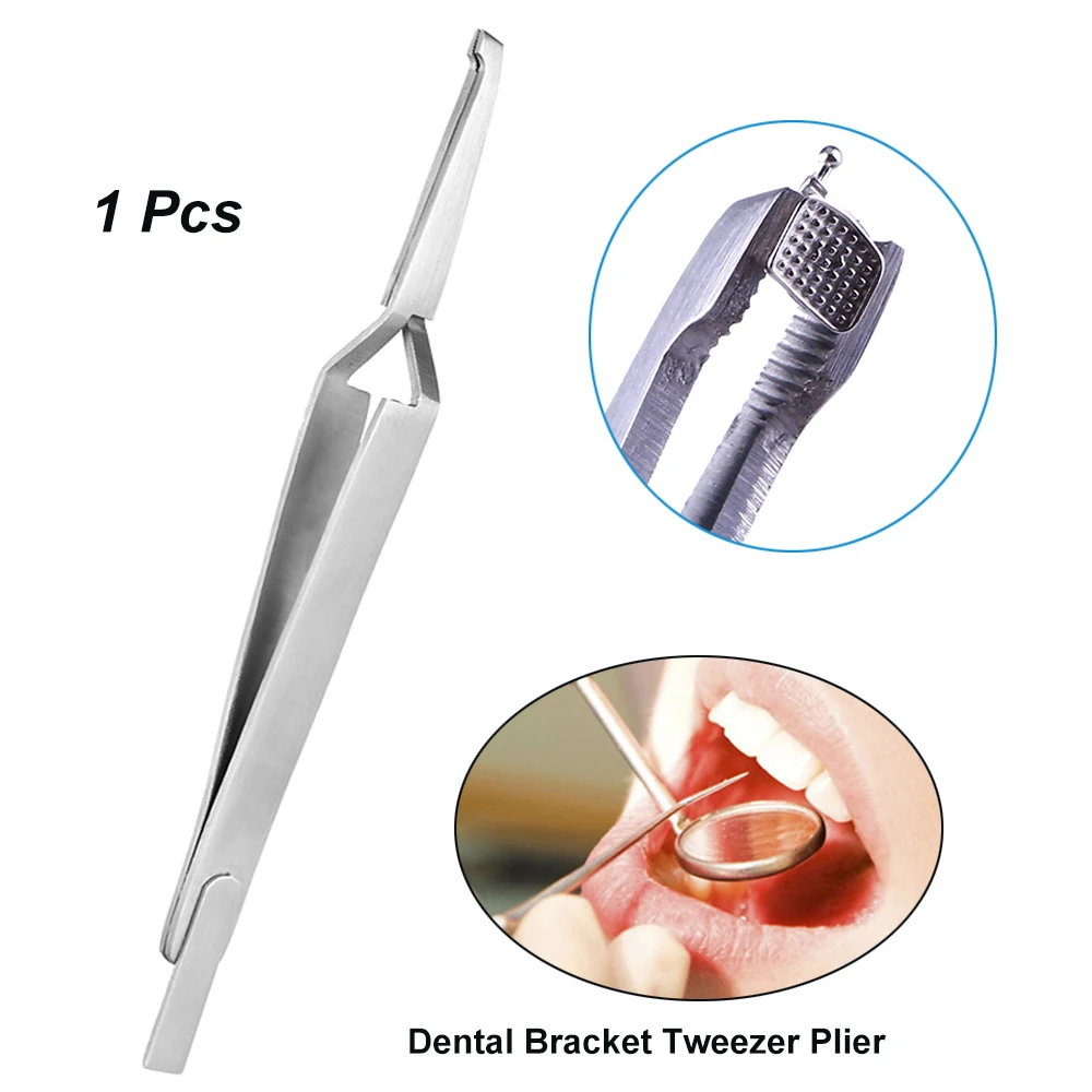 1Pcs Dental Tweezer Plier Direct Bracket Holder Stainless Steel Tweezers Orthodontic Bonding Serrated Dentistry Teeth Care Tools