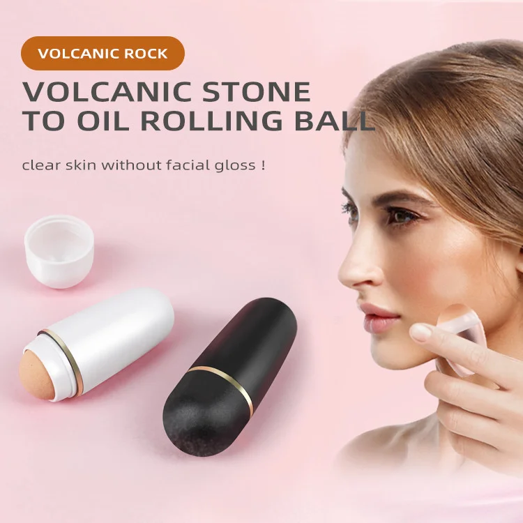 Portable Reusable Oil-Resistant Facial Massage Tool T-zone Oil Control volcanic oil absorbing face roller