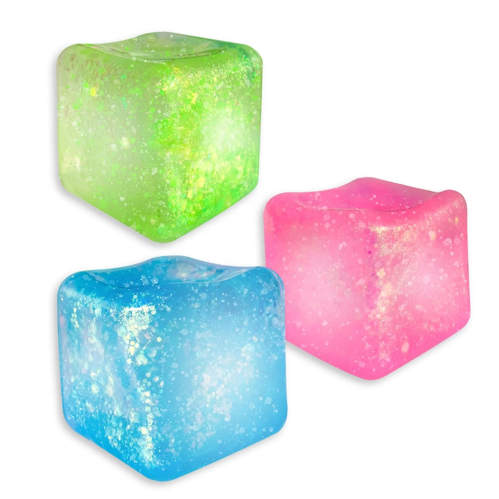 Trending high market potential Glitter Sensory Squeeze Toys Square Shape Masonry Squishy Stress Relief Ice Cube For Autism ADHD