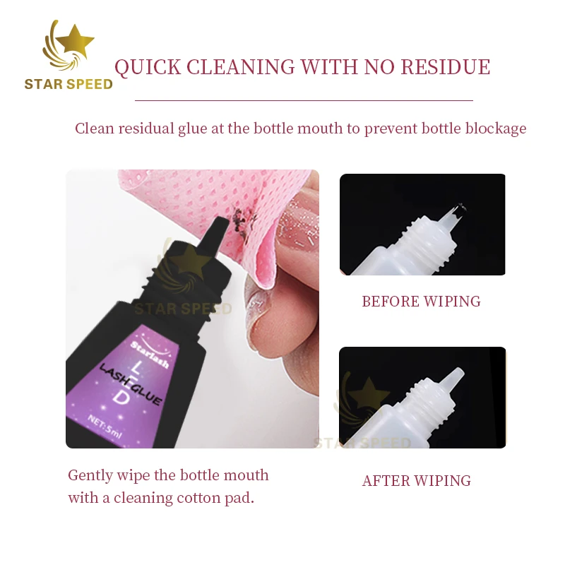Ready To Ship Heart Glue Cleaning Wipes Eyelash Extension Adhesive Nozzle Wipes