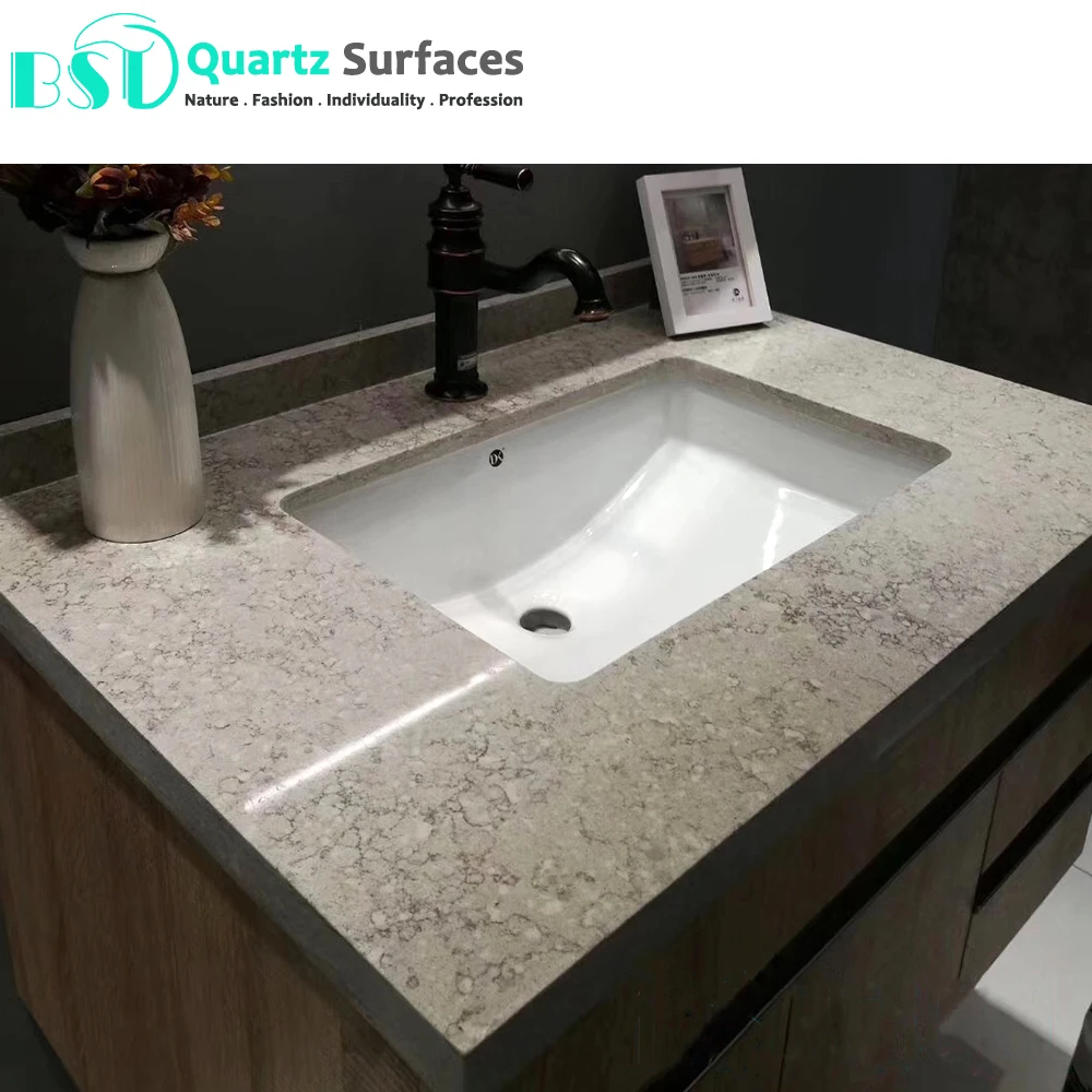 Countertop Quartz Stone Gold Natural with White & Grey Color Modern Marble Kitchen Kitchen Counter Top Polished BST 5 Years