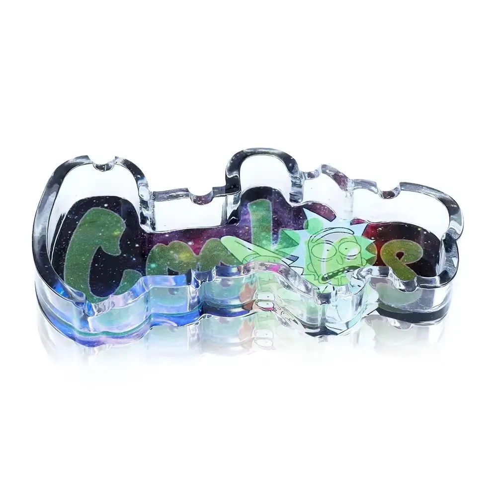 Custom Logo Led Acrylic Plastic Ashtray Portable Resin Ashtray for Smoking Accessories