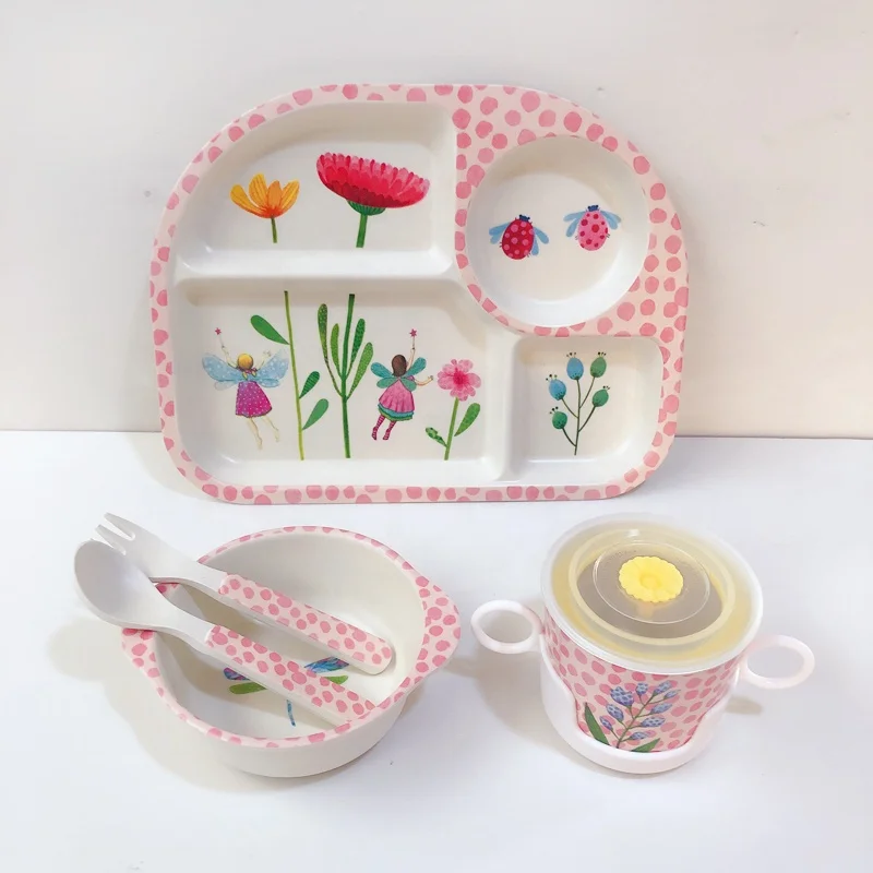 Cheap items and ecofriendly bamboo fiber kids plate sets