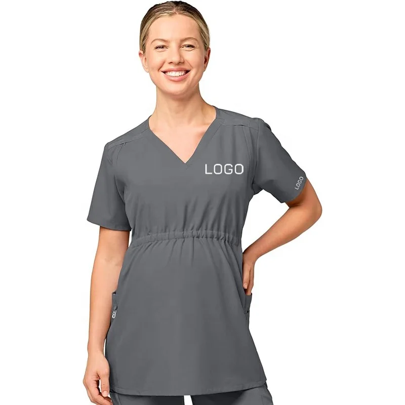 Custom Wholesale Women V-Neck Top Hospital Medical Nurse Maternity Scrubs Uniform Suit Set for Pregnant Women