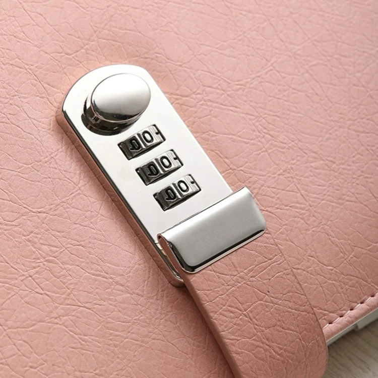 China Factory Custom Title and Wording A5 B5 Faux Leather Journal Notebook Diary with Lock