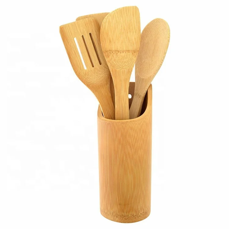 
Spoon and spatulas 4 pieces Kitchen Set Serving Tools Natural Wooden Bamboo Cooking Utensils 