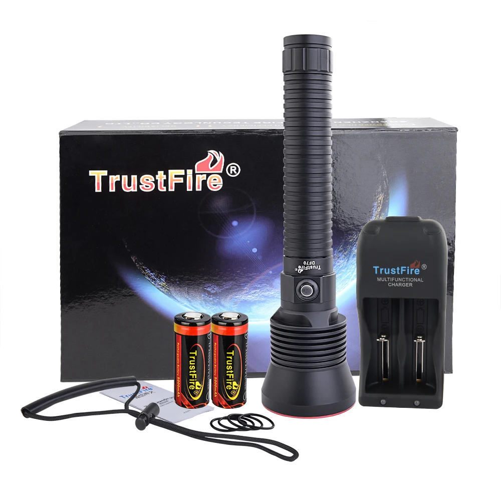  Мощный фонарик для дайвинга TrustFire DF70 3200 люмен светодиодный 1 * Xph 70 светодиодов водонепроницаемая вспышка с CE