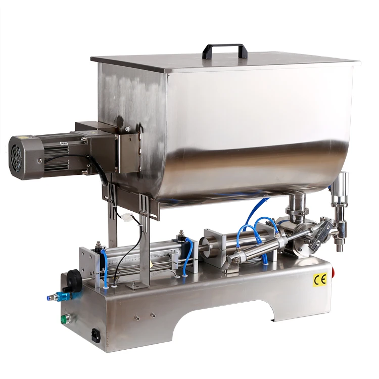 Semi auto pneumatic dosing cream cheese chilli paste peanut butter filling machine with mixer and heater