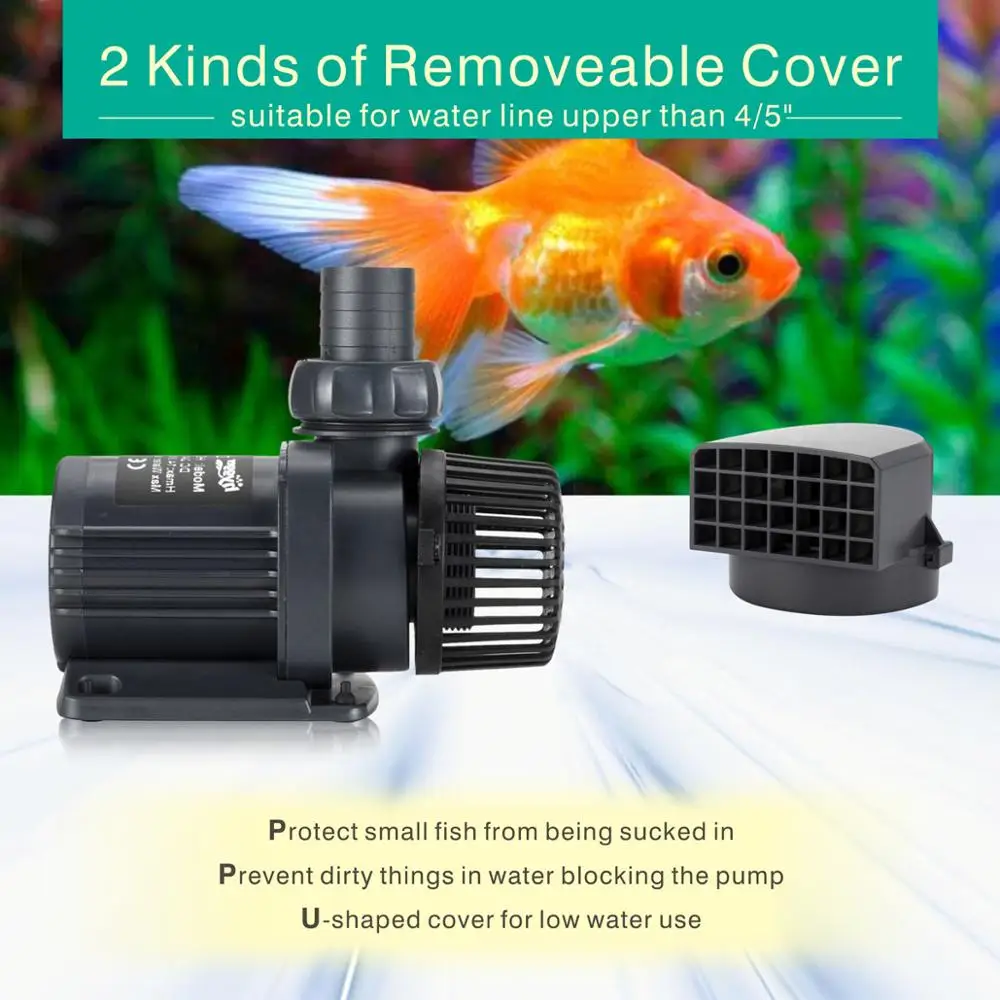 Quiet Submersible and External 24V DC aquarium Water Pump with Controller , Powerful Return Pump for Fish Tank