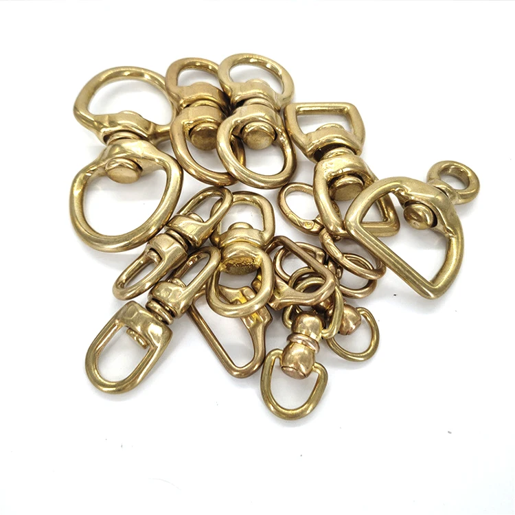 Double Ring Ended Swivel Eye Hooks Solid Brass Eye to Eye Swivel Connector For Leather Craft