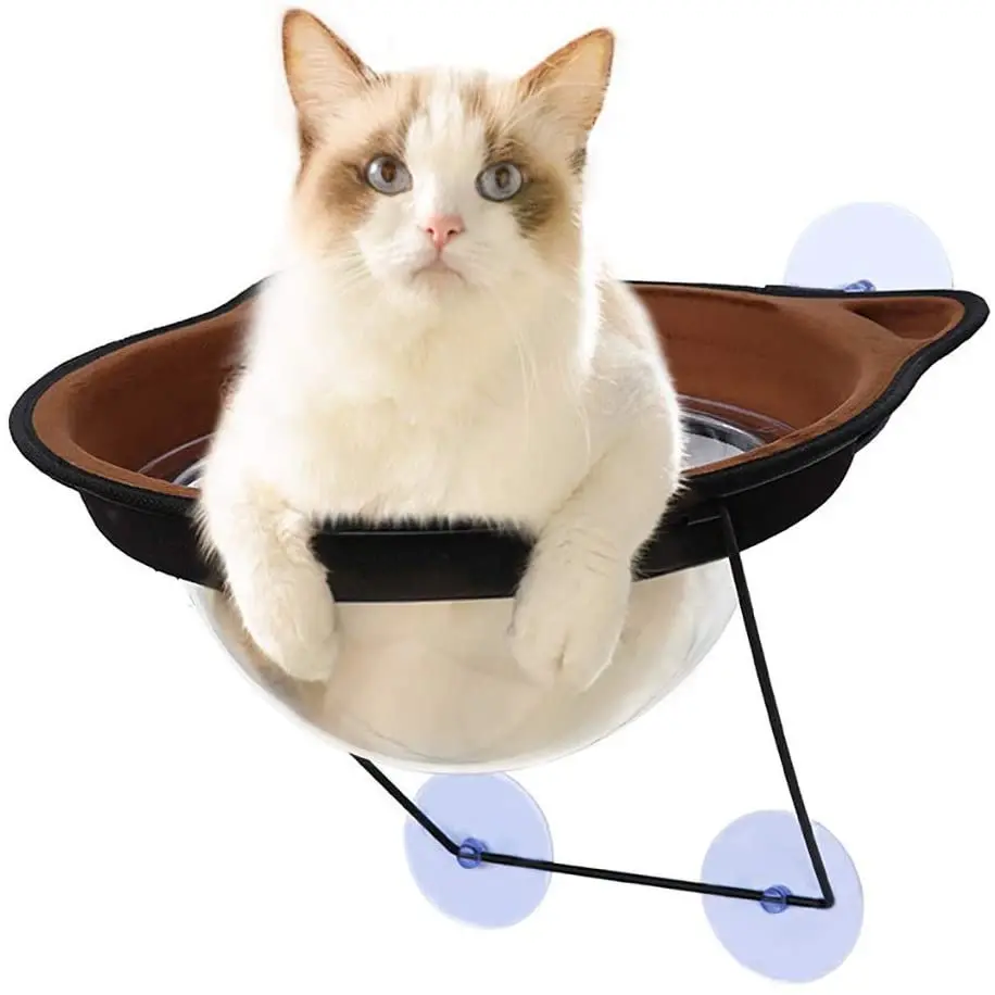 
New ABS Space Capsule Sturdy Resting Seat Pet Hanging Luxury Cat Hammock Perch for Kitty Sill 4 Suction Cups Cat Bed Window 