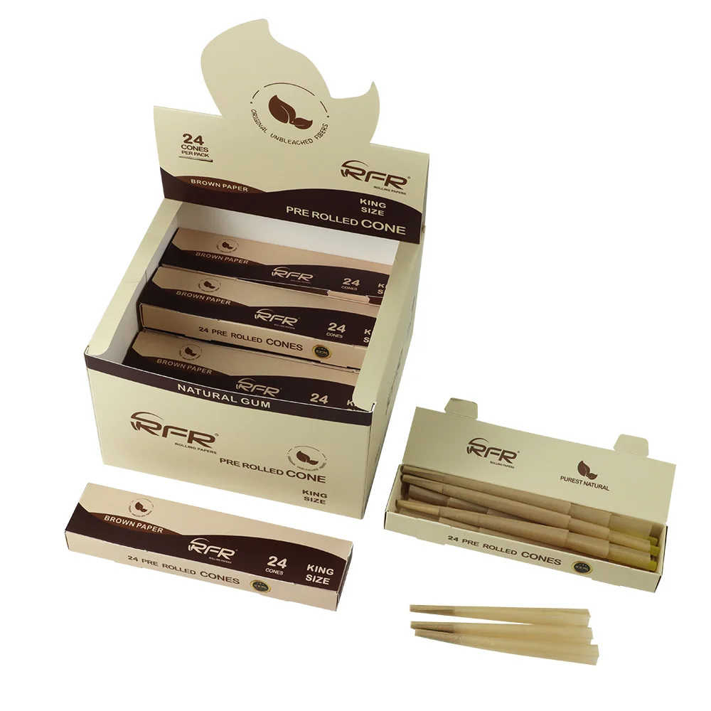 King Size 108mm Rice Paper, Unbleached Paper and Hemp Paper 9 Packs Pre Rolled Cones for Smoking