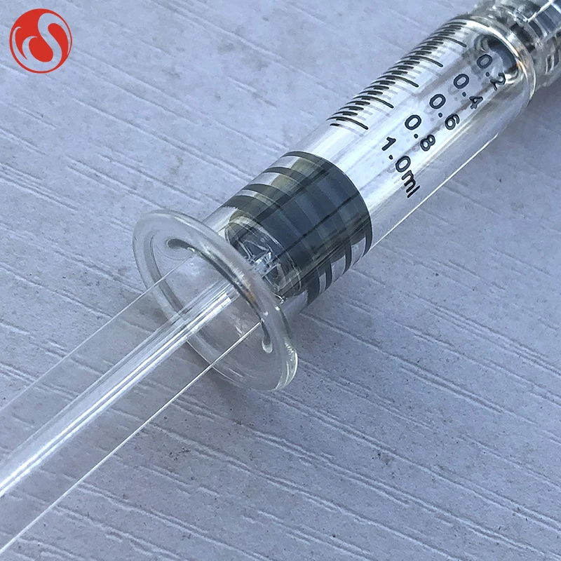 Высокое качество 1 мл стеклянный CBD масляный шприц наполнитель для работы с персональными компьютерами упаковочные