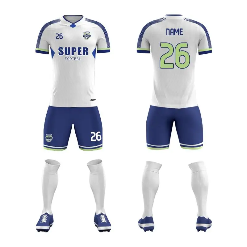 Unisex White Short-Sleeved Soccer Jersey Custom Full Body Digital Printed Football Training Team Uniform for Adults Children