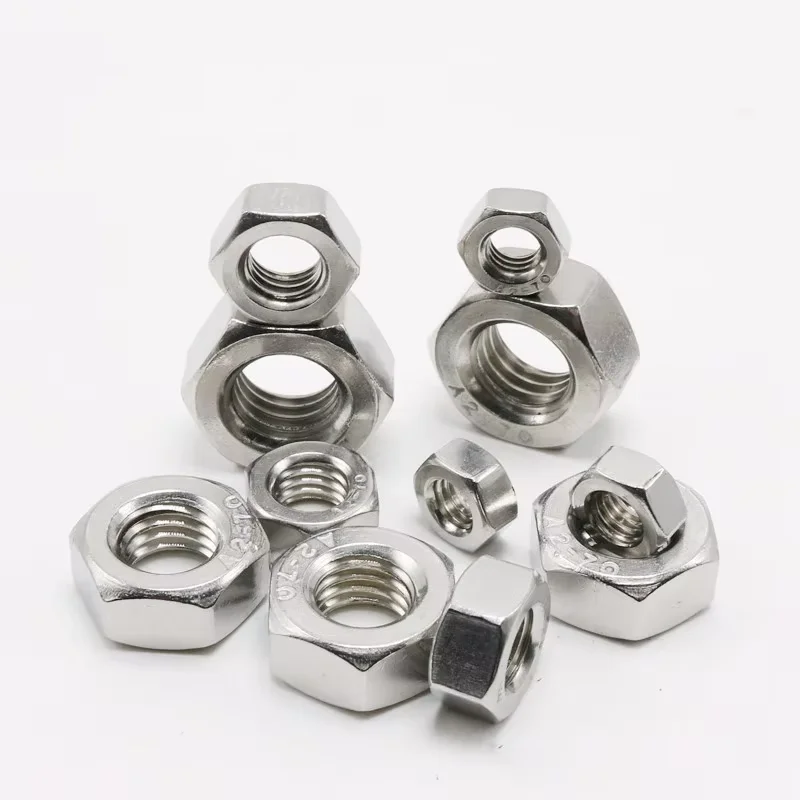 Customised Inch Metric M3 M4 M5 M6 M8 M10 M12 Stainless Steel Hex Nuts