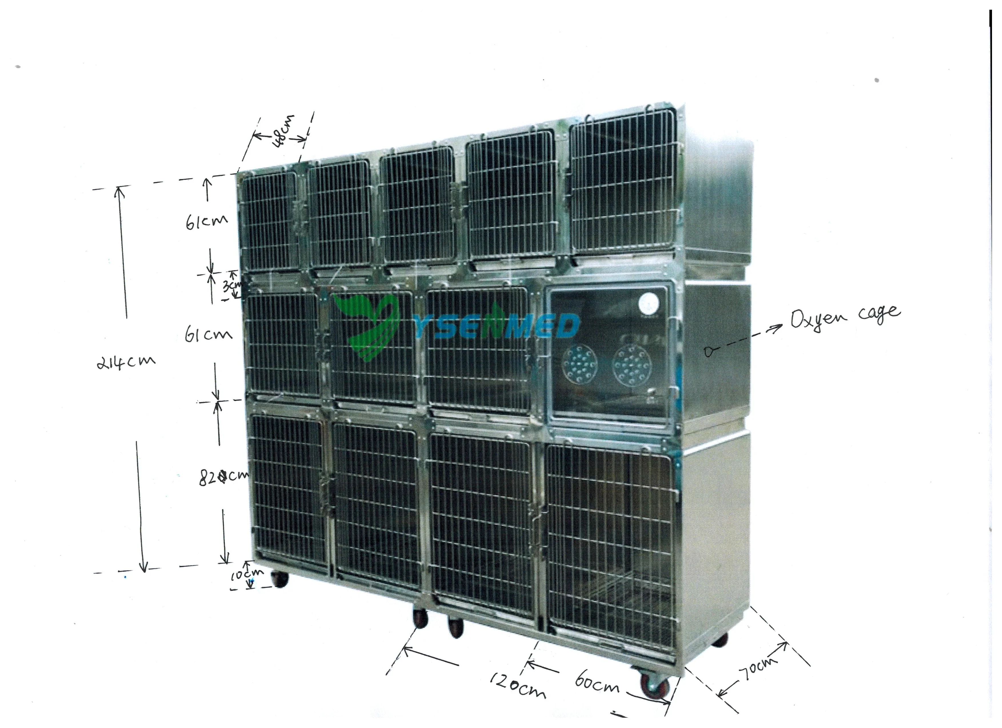 YSENMED Metal Stainless Steel Cat puppy small Animal Pet veterinary cages price Vet Clinic Dog Kennel pet hospital cages price