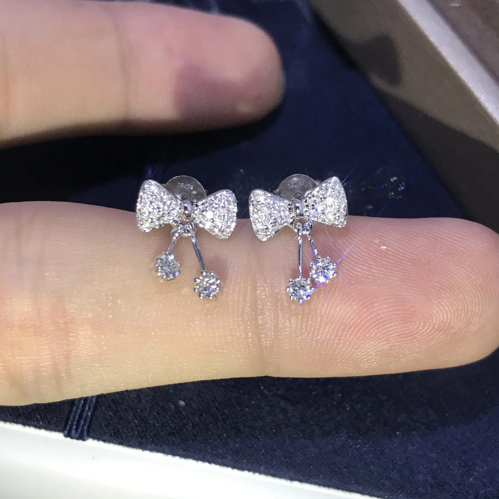 Dropshipping Genuine Stud Earring for Women Pure S925 Needle Diamond Style Jewelry Bizuteria Wedding Gemstone