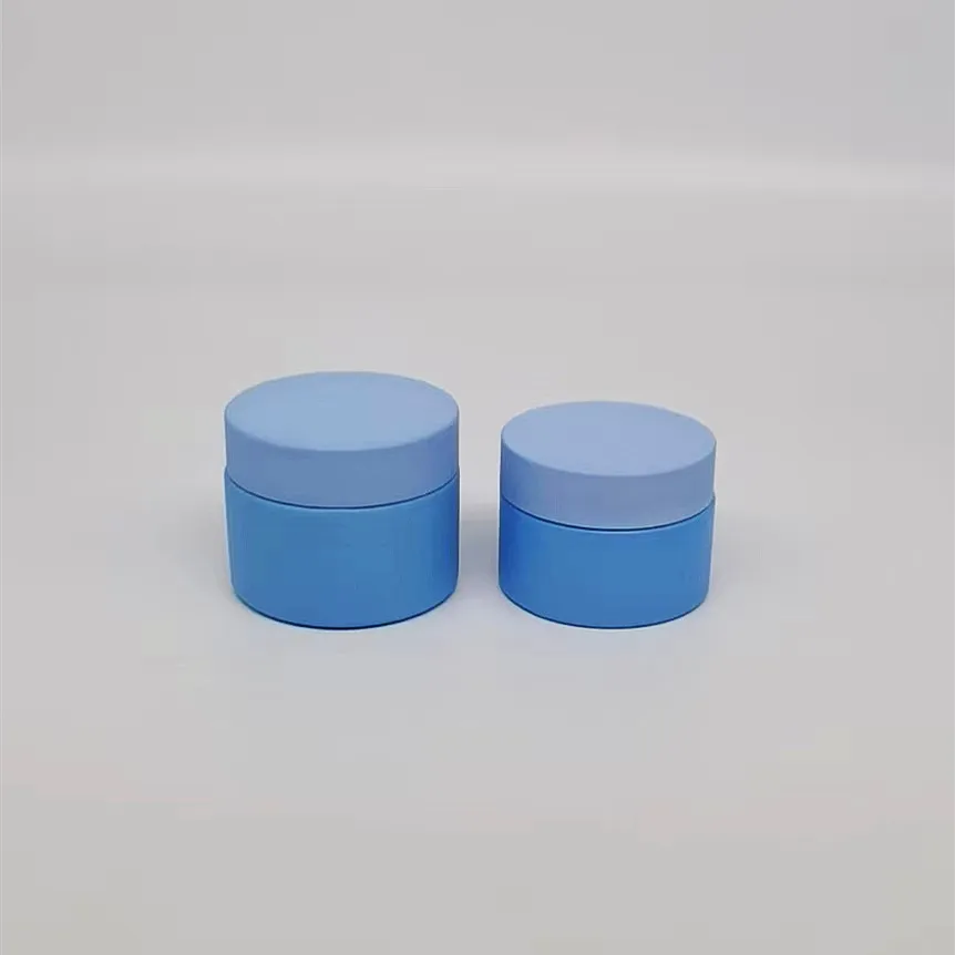 Low MOQ empty 30ml 1oz glass blue frosted cylinder glass essential oil dripping bottle rubber stopper