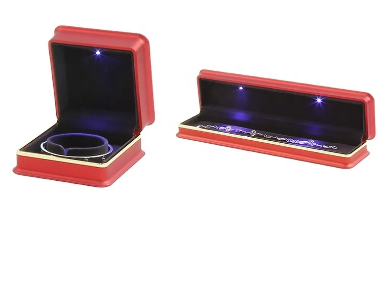 Wholesale  Direct factory Custom Logo Diamond Earrings Ring Pendant Box Led Light Jewellery Box