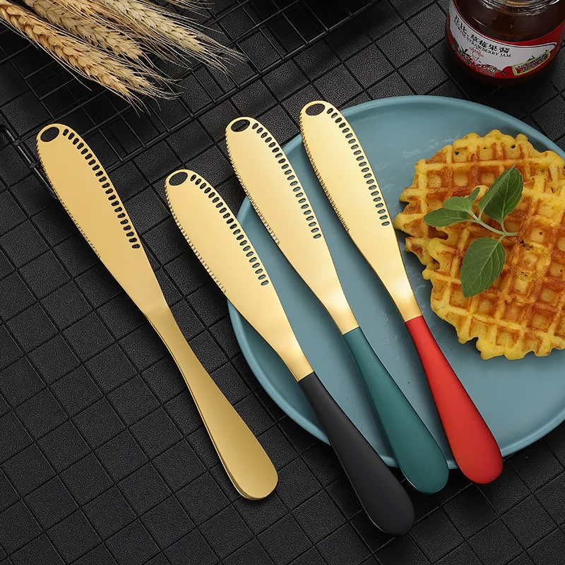 
Factory direct hot sale Amazon hot sale stainless steel butter cheese butter knife with hole spatula bread jam cheese knife 
