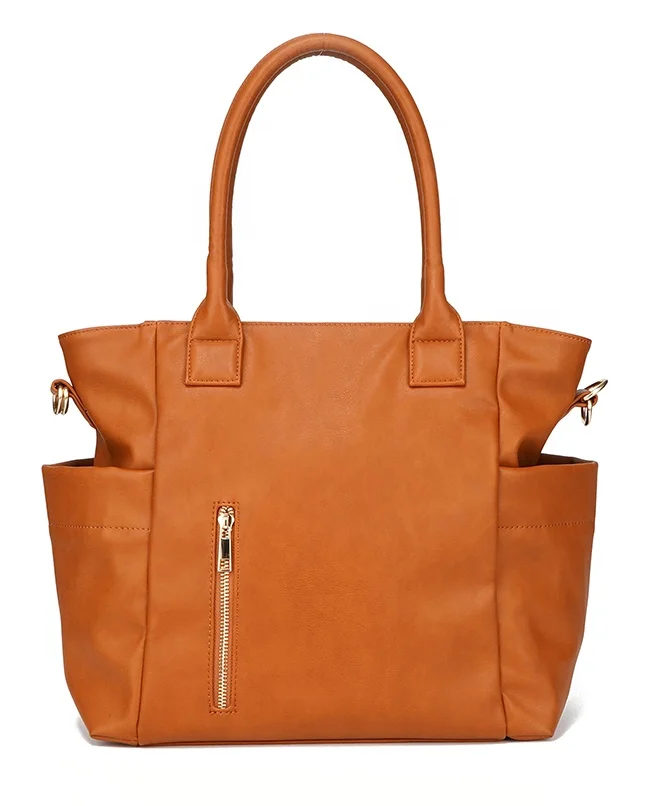 vegan leather diaper tote large capacity diaper bags for mom anti-tear baby bags with changing pad low MOQ nappy bags for baby