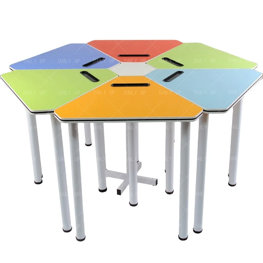 Group Reading Table and Chair With Colorful Desktop For Library Activity Studying Group Modular Reading Chair Adjustable