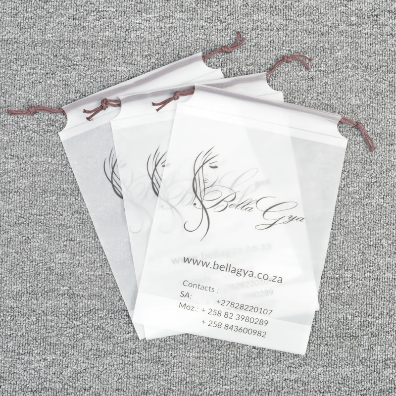 Travel Storage drawstring bag frosted portable Shoe Clothes drawstring plastic bag custom matte drawstring pouch with logo