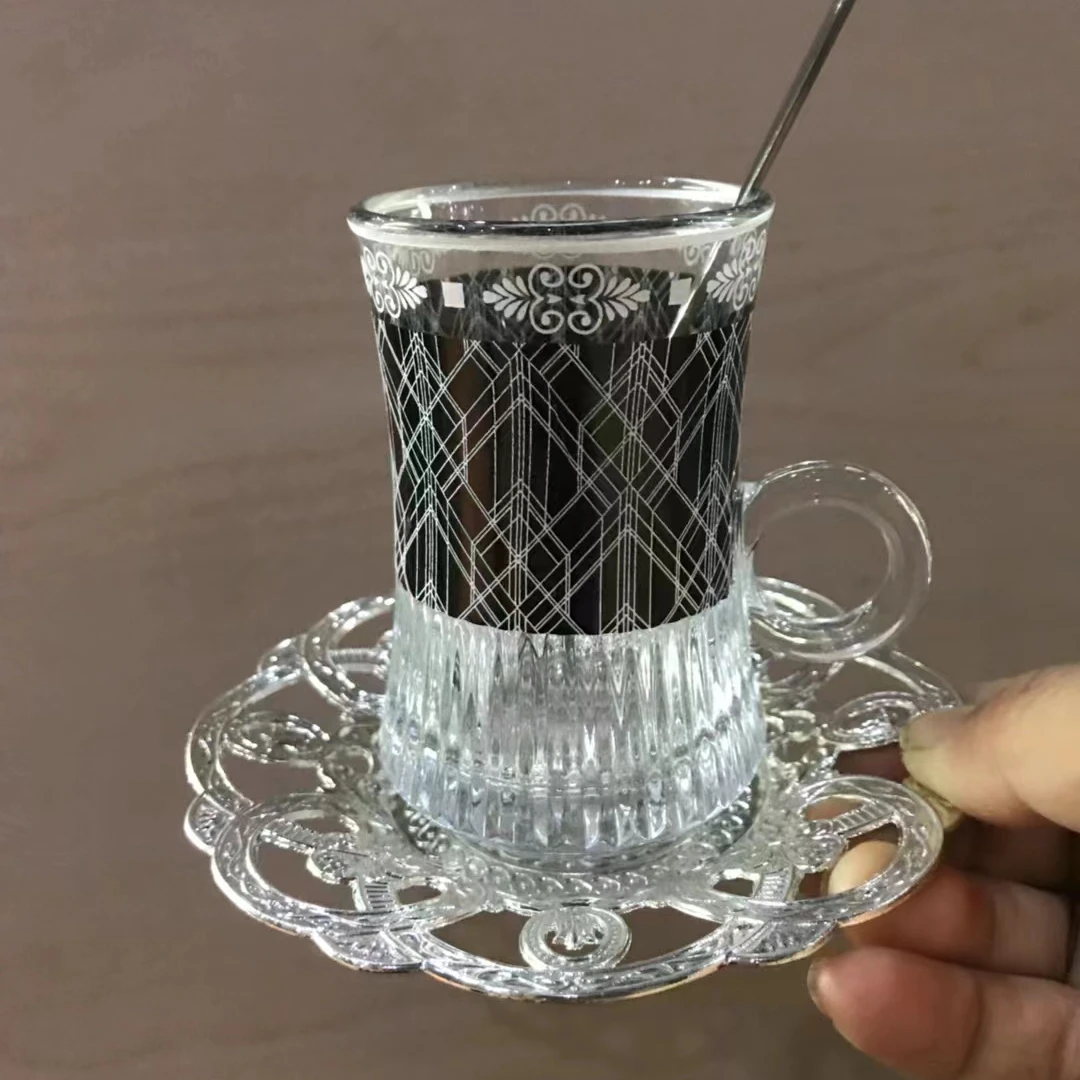 2023 Arabic new designs 4pcs & 12pcs glass tea set 110cc Cawa Cup factory direct wholesale price Saudi Arabia market