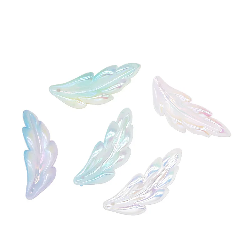 Hot Sale Wholesale Creamed Maca Gradient Feather Straight Hole Beading DIY Handmade Car Hanger Keychain Accessory