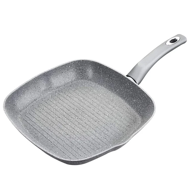 
PFOA Free Family Kitchen Cooking Frying Pan BBQ Camping Aluminum Marble Coated Square Grill Pan 