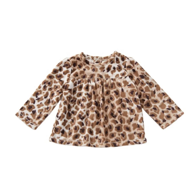
2021 newborn kids leopard AOP printing autumn winter warm jacket baby clothing coat for girls 