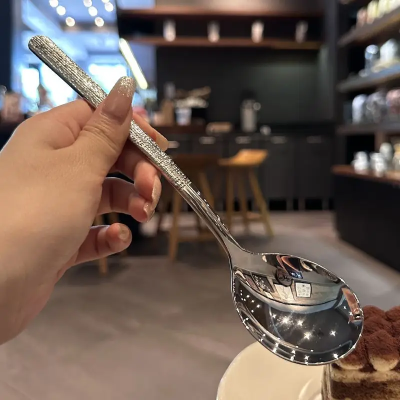 Long Handle Stainless Steel Reticulated Spoon Wedding Serving Dinner and Round Bowl Eating