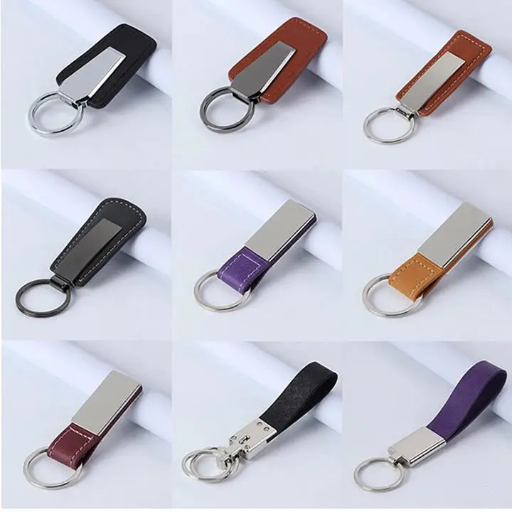 Logo Key Rings Keyring Key Pendant Metal Luxury Keychain Custom Pu Leather Sublimation Blank Leather Keychain
