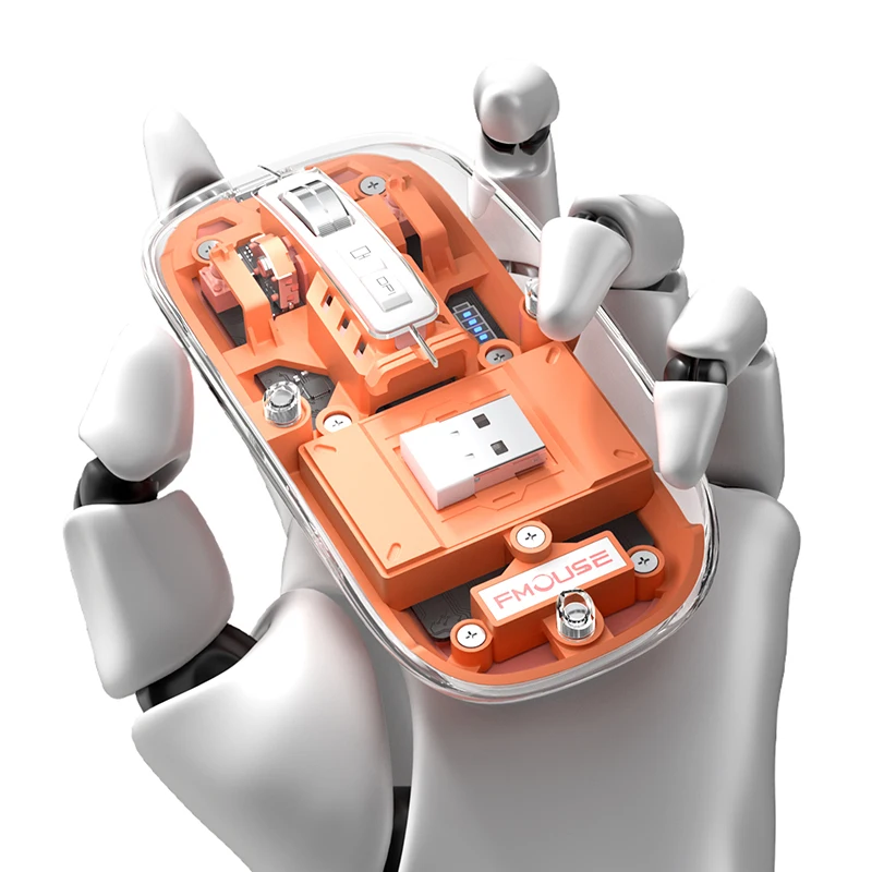 Custom LOGO 3 Modes Transparent unique Wireless Mouse For Desktop Notebook 5D Rechargeable Magnetic Quiet Mice