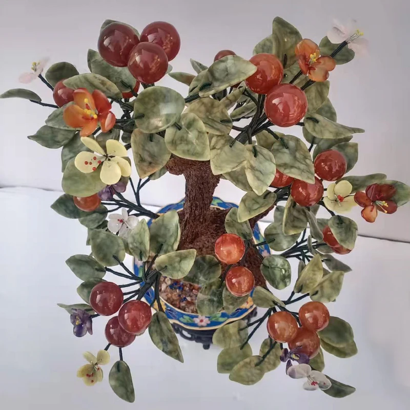 Natural jade bonsai flower bone jade handicraft home decoration simulation immortal flower tree