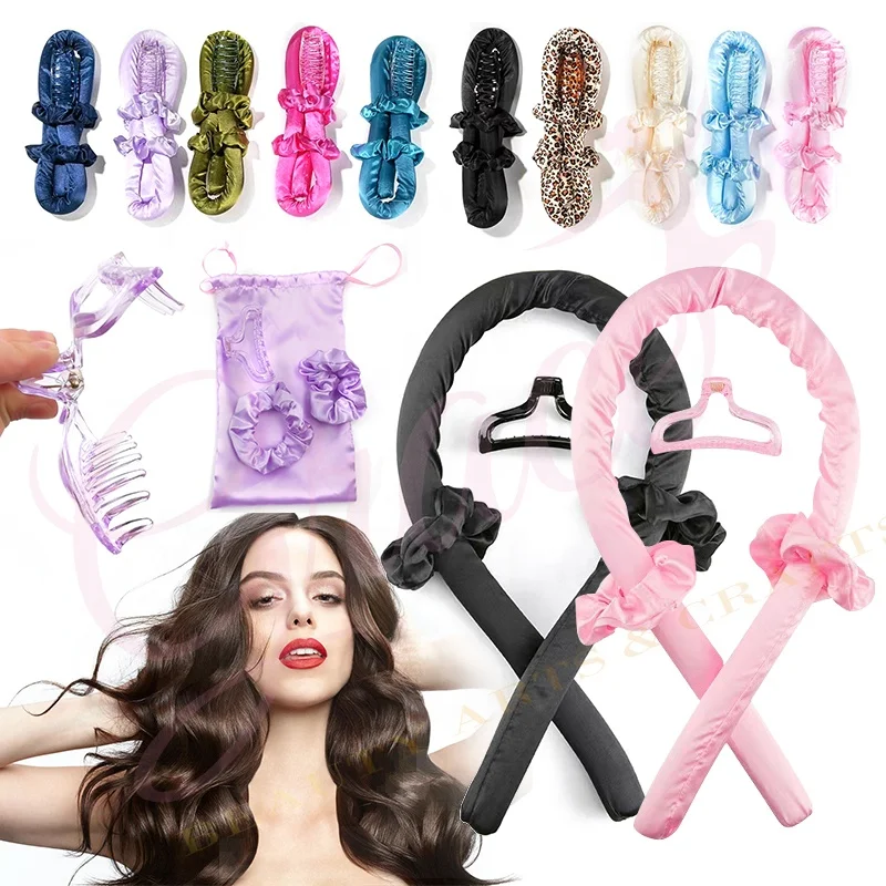 New Hot DIY Satin Silk Magic Foam Sponge Hair Curler No Heat Hair Roller Curling Rob Headband with Scrunchies
