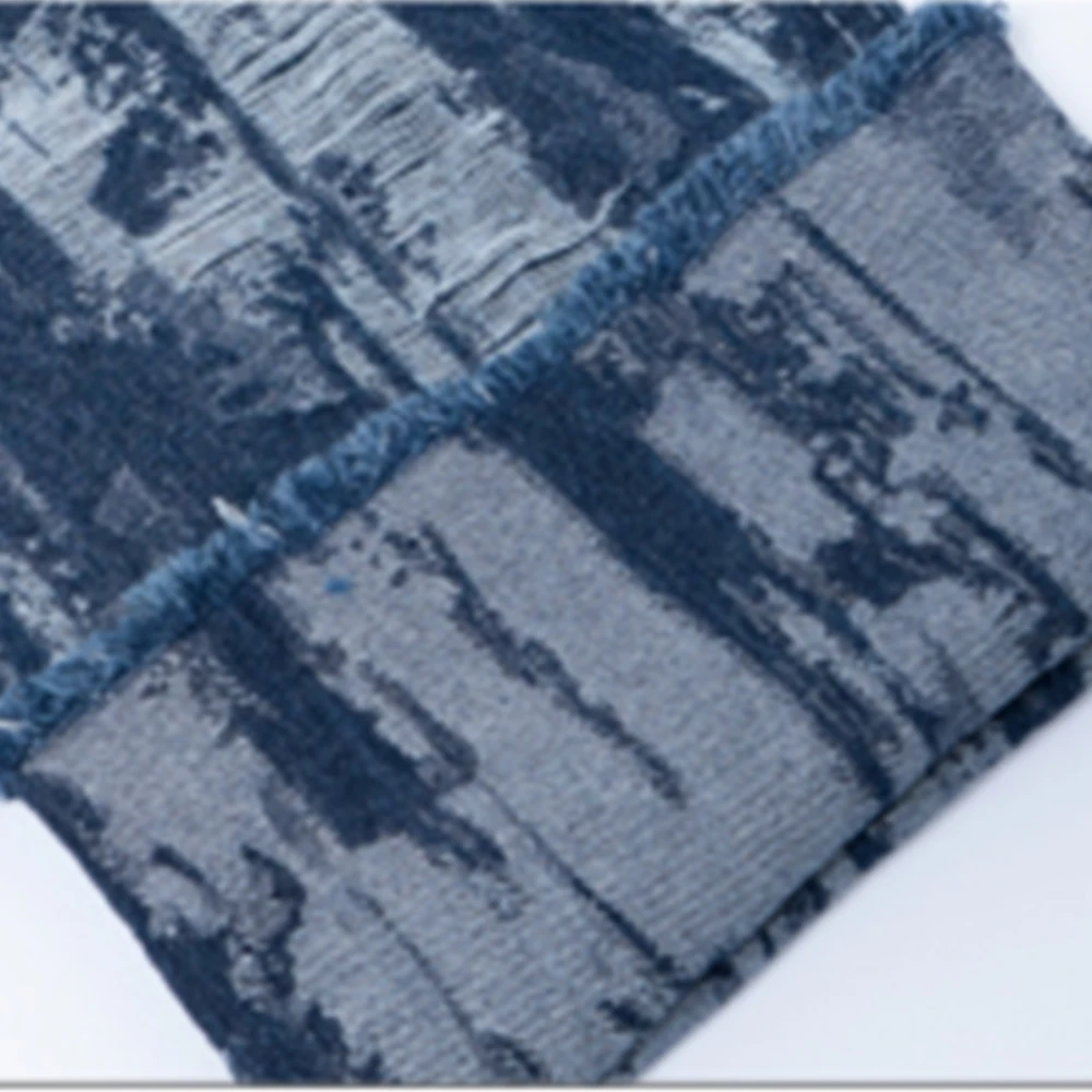 popular design denim fabric stock lot material china custom printed jacquard stretch denim fabric