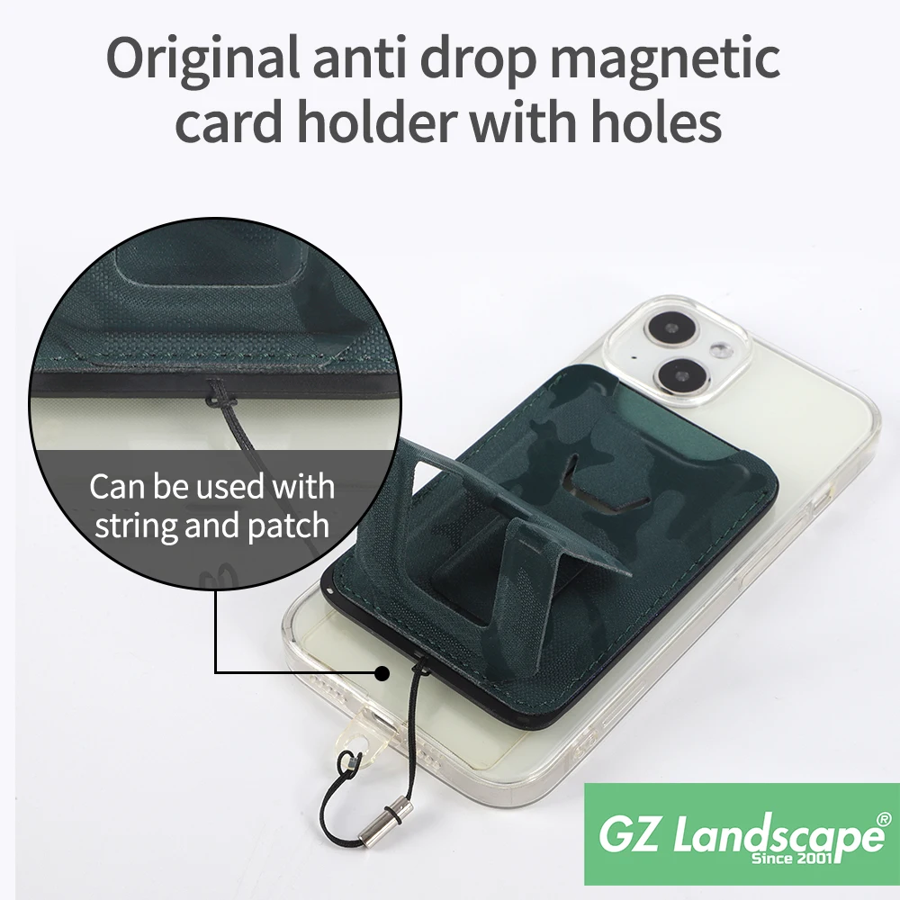 Camouflage Pu leather pocket magnetic custom multifunctional slim phone wallet card holder stand for man